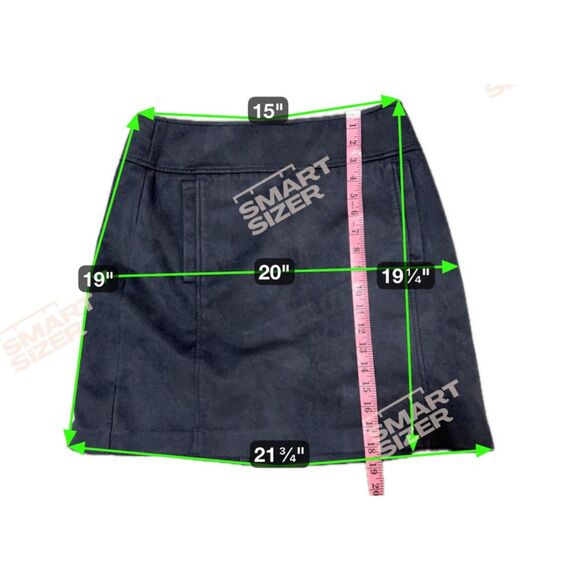 Loft Skirt 8 Black Faux Suede A-Line Front Pockets Preppy Business Casual - Picture 7 of 8